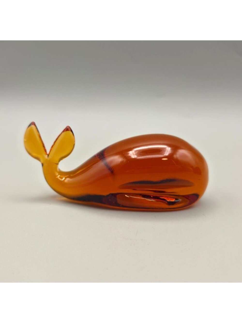 Pilgrim Handblown Glass Whale Figurine Amber Color Decorative Collectible 1950s